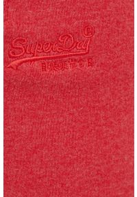 Superdry spodnie dresowe damskie kolor czerwony gładkie. Kolor: czerwony. Materiał: dresówka. Wzór: gładki