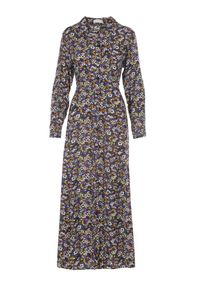 Born2be - Fioletowa Sukienka Sereileh. Kolor: fioletowy. Długość rękawa: długi rękaw. Wzór: kolorowy, kwiaty. Typ sukienki: koszulowe. Długość: maxi #3