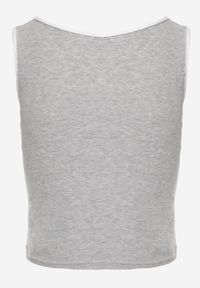 Born2be - Szary Bawełniany Top w Prążki z Guzikami przy Dekolcie Bervise. Okazja: na co dzień. Kolor: szary. Materiał: bawełna. Wzór: prążki. Styl: casual #3