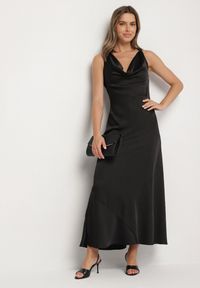 Born2be - Czarna Sukienka Vices z Ozdobnym Tyłem i Wiązaniem Zimea. Okazja: na wesele, na randkę, na ślub cywilny, na imprezę. Kolor: czarny. Styl: klasyczny #7