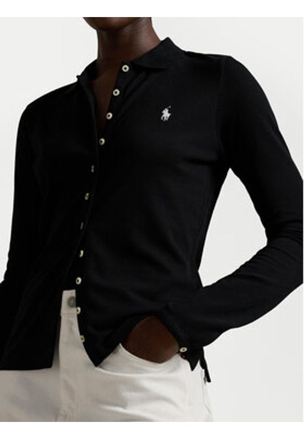 Polo Ralph Lauren Koszula 211941176002 Czarny Slim Fit. Typ kołnierza: polo. Kolor: czarny. Materiał: bawełna