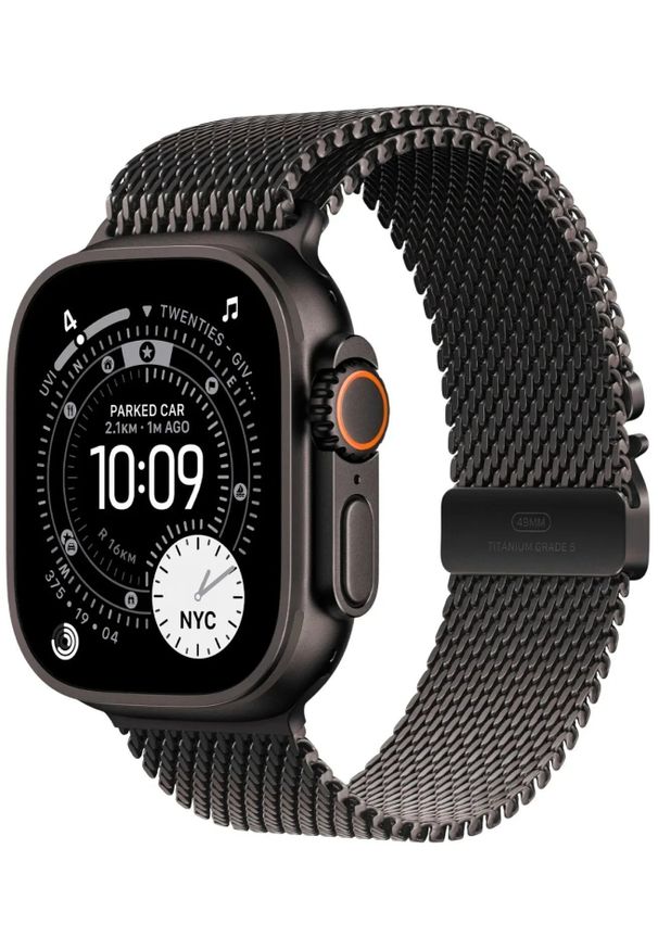 APPLE - Smartwatch Apple Watch Ultra 3 GPS + Cellular 49mm Black Titanium / Titanium Milanese Loop L Czarny (MF1T4QC/A). Rodzaj zegarka: smartwatch. Kolor: czarny