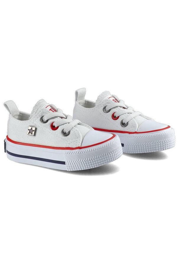 Big-Star - Białe Trampki Big Star Dziecięce Wsuwane Buty. Zapięcie: bez zapięcia. Kolor: biały. Materiał: materiał, guma. Szerokość cholewki: normalna. Wzór: aplikacja. Styl: młodzieżowy