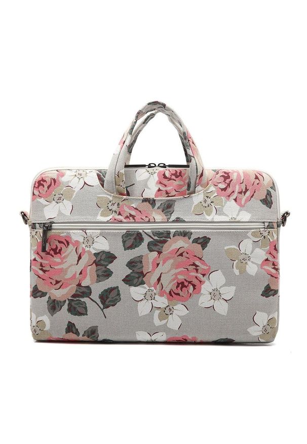 CANVASLIFE - Torba Canvaslife 15''-16'' white rose. Materiał: materiał. Wzór: aplikacja, kwiaty