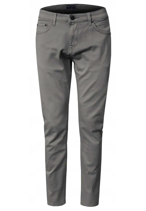 Bawełniane Spodnie Chinos, Regular - Pako Jeans - Ciemny Popiel. Okazja: na spotkanie biznesowe, do pracy. Materiał: elastan, bawełna. Styl: klasyczny, biznesowy