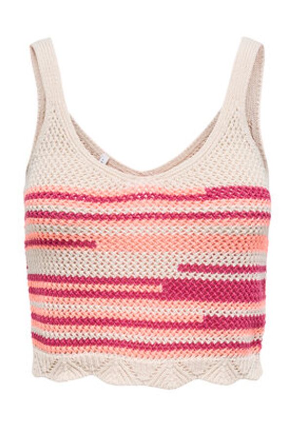 only - ONLY Top Merida 15344404 Różowy Regular Fit. Kolor: różowy. Materiał: syntetyk, bawełna