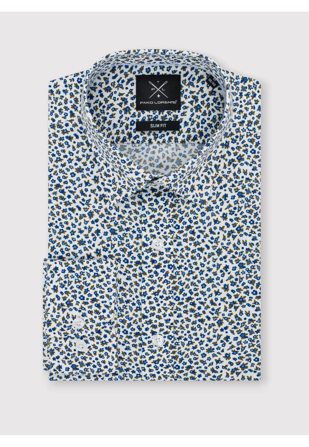 Pako Lorente - PAKO LORENTE – Koszula męska w kwiatki długi rękaw. Okazja: na co dzień. Materiał: elastan, bawełna. Długość rękawa: długi rękaw. Długość: długie. Wzór: kwiaty. Styl: casual