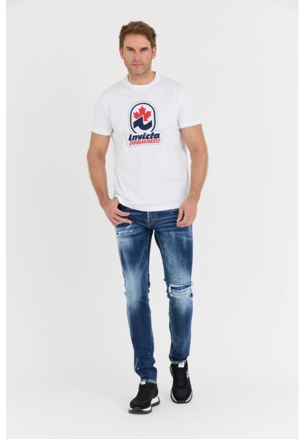 DSQUARED2 Biały t-shirt męski invicta cigar, Rozmiar XL. Kolor: biały