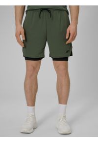 4f - 4F Spodenki treningowe szybkoschnące męskie - khaki L. Kolor: oliwkowy, brązowy, wielokolorowy. Materiał: skóra. Sport: fitness #2