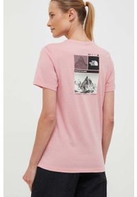 The North Face t-shirt damski kolor różowy. Kolor: różowy. Materiał: materiał, dzianina. Styl: klasyczny #6