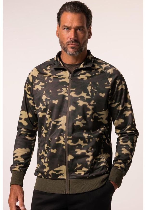 JAY-PI - Męska Treningowa kurtka funkcjonalna fitness oddychająca moro do roz. 7XL. Kolekcja: plus size. Kolor: brązowy, pomarańczowy, wielokolorowy. Materiał: poliester, materiał. Wzór: moro. Sport: fitness