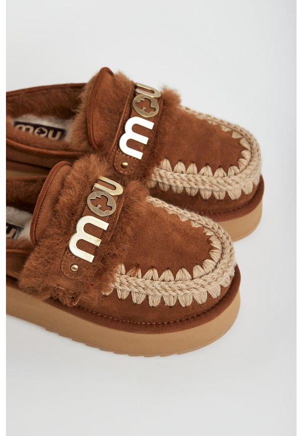 Mou - Klapki damskie skórzane mule MOU. Materiał: skóra