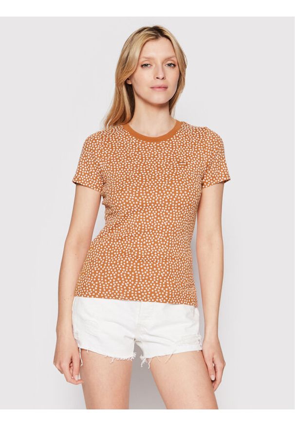 Levi's® T-Shirt Rib Baby 37697-0043 Pomarańczowy Slim Fit. Kolor: pomarańczowy. Materiał: bawełna