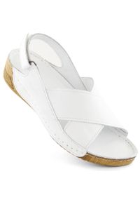 Skórzane sandały damskie na rzep białe T.Sokolski L311. Zapięcie: rzepy. Kolor: biały. Materiał: skóra. Styl: elegancki #4