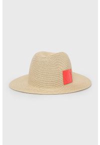 Armani Exchange kapelusz kolor beżowy. Kolor: beżowy