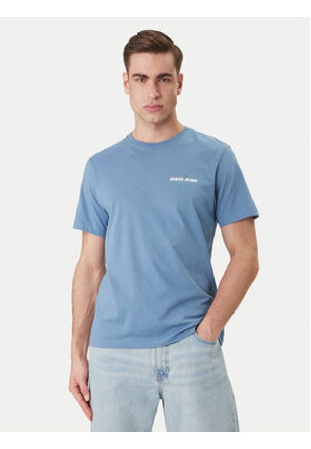Guess Jeans T-Shirt M6GIC0 K8HM0 Niebieski Regular Fit. Kolor: niebieski. Materiał: bawełna
