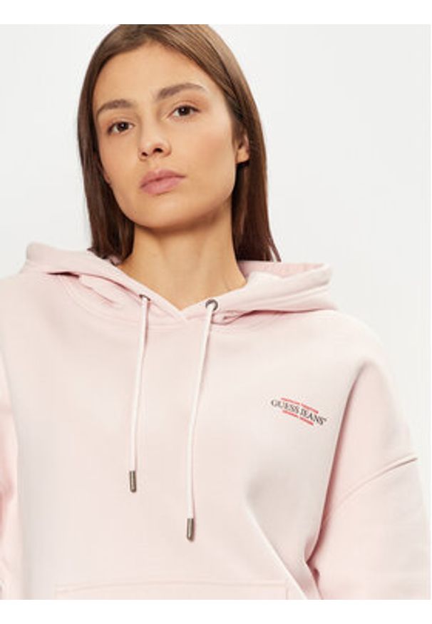 Guess Jeans Bluza W4BQ21 KC811 Beżowy Regular Fit. Kolor: beżowy. Materiał: bawełna