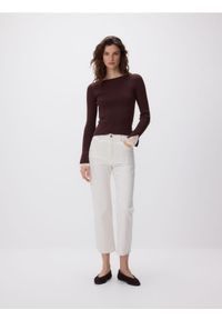 Reserved - Bluzka z ozdobną wstawką - ciemnobrązowy. Kolor: brązowy. Materiał: dzianina, wiskoza #1