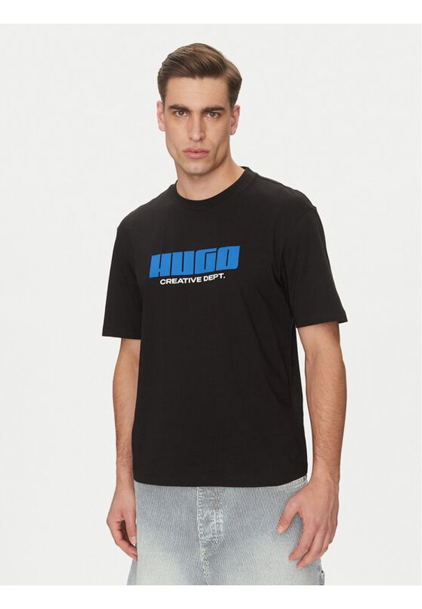 Hugo - HUGO T-Shirt Newromi 50542934 Czarny Regular Fit. Kolor: czarny. Materiał: bawełna