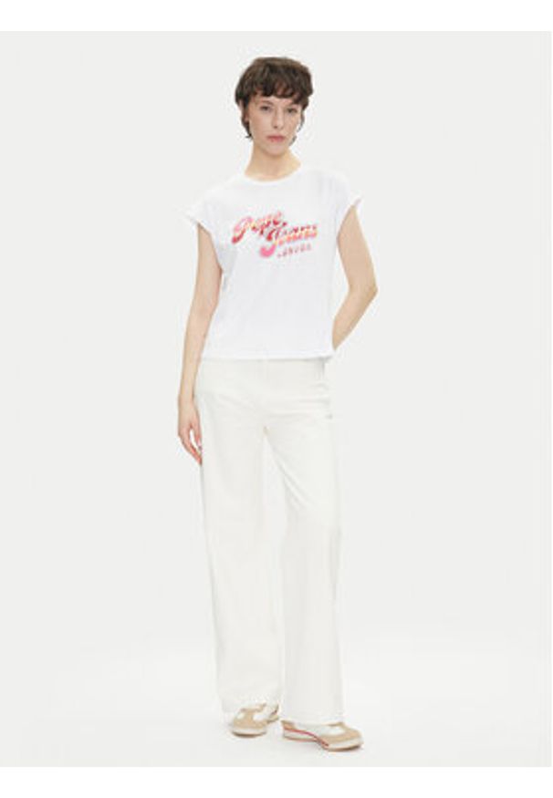 Pepe Jeans T-Shirt Rosalie PL506033 Biały Regular Fit. Kolor: biały. Materiał: bawełna