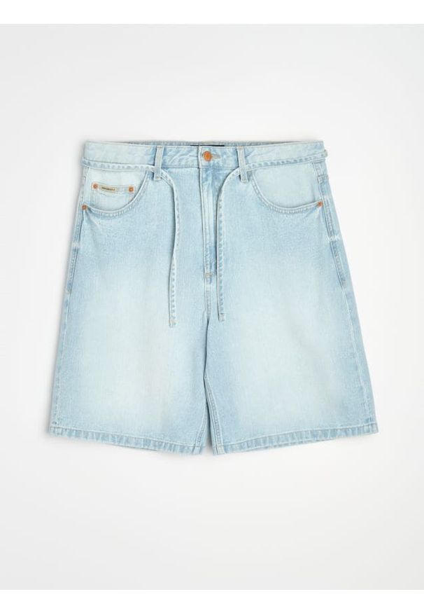 Sinsay - Bawełniane szorty jeansowe baggy - niebieski. Kolor: niebieski