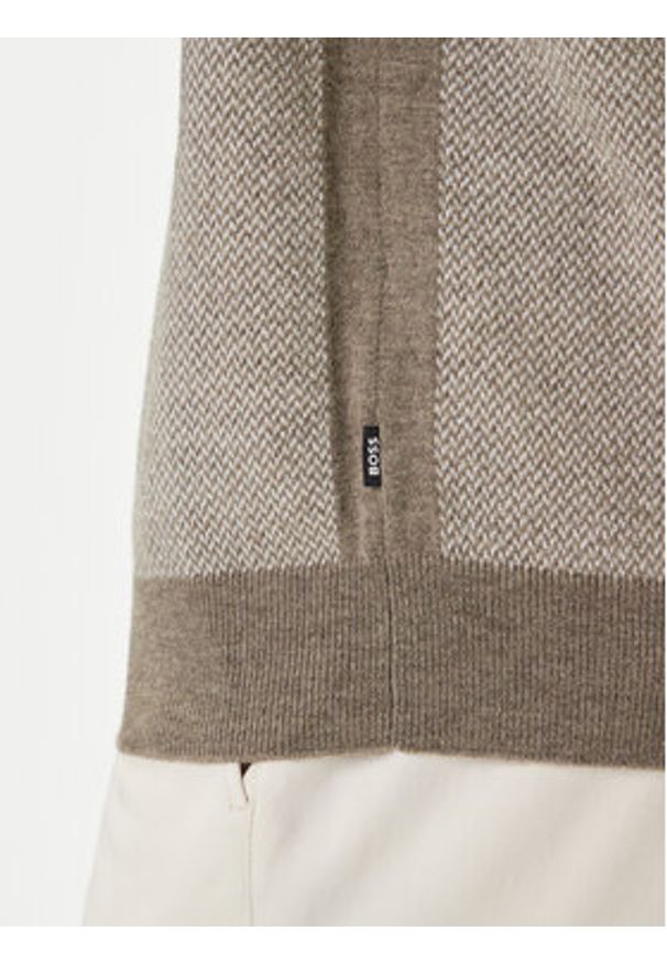 BOSS Sweter H-Hestro 50549986 Brązowy Regular Fit. Kolor: brązowy. Materiał: wełna