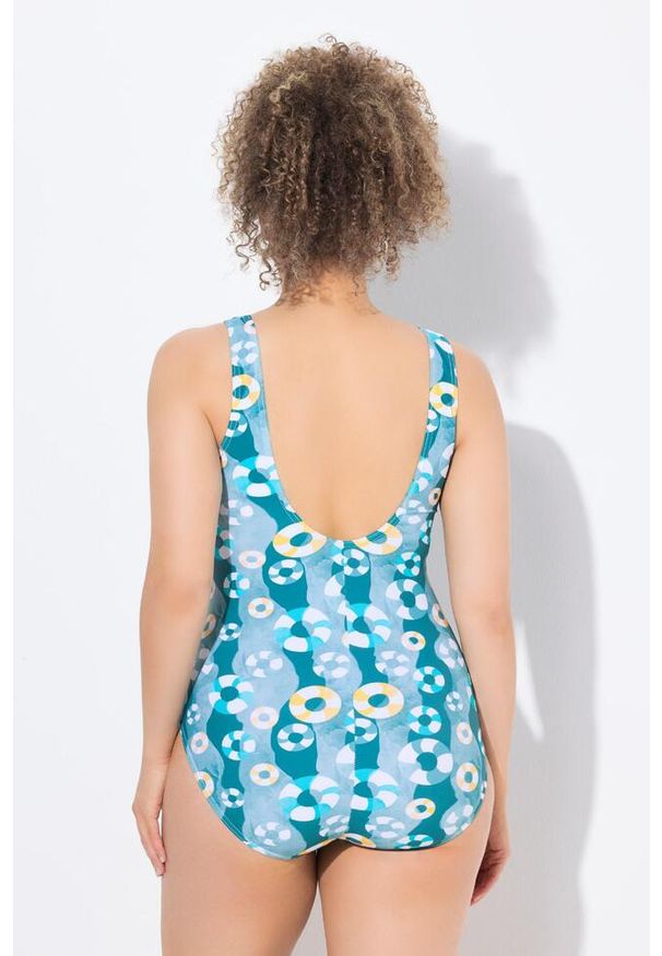 ULLA POPKEN - Damskie Strój kąpielowy kółka do pływania bez miękkich miseczek okrągły dekolt. Kolekcja: plus size. Kolor: zielony. Materiał: poliamid, materiał, elastan