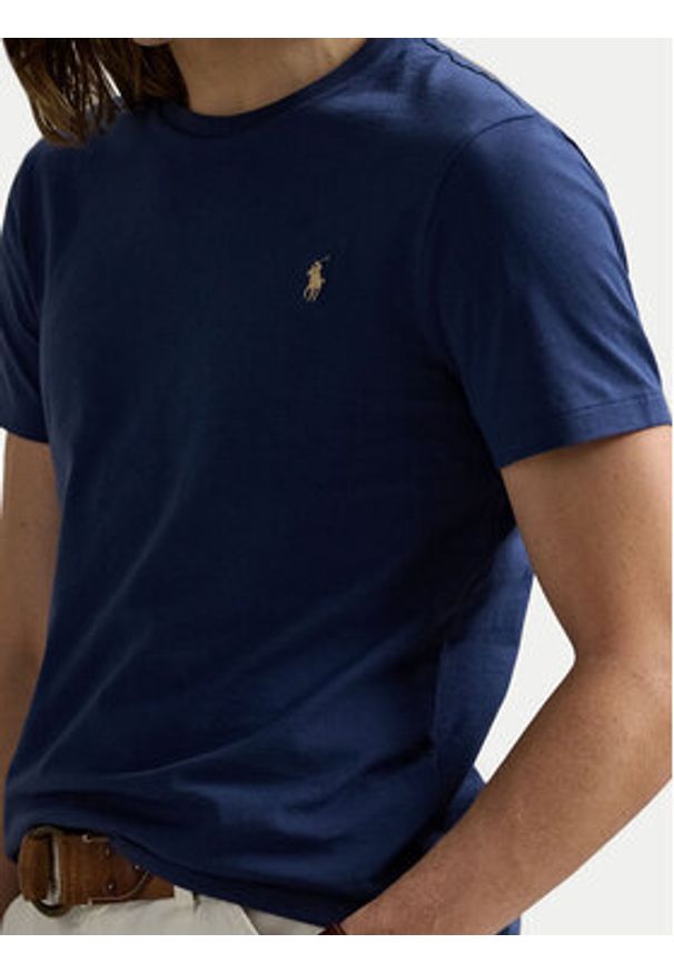 Polo Ralph Lauren T-Shirt 710671438426 Granatowy Custom Slim Fit. Typ kołnierza: polo. Kolor: niebieski. Materiał: bawełna