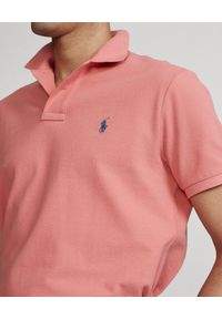 Ralph Lauren - RALPH LAUREN - Różowa koszulka polo Mesh Custom Fit. Typ kołnierza: polo. Kolor: różowy, wielokolorowy, fioletowy. Materiał: mesh. Wzór: haft #3