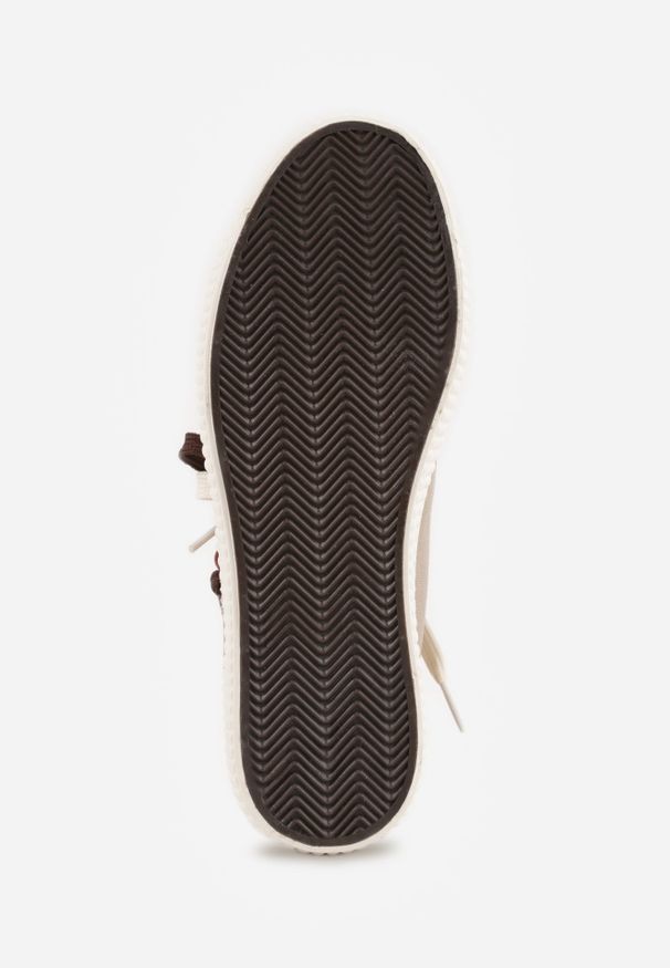 Renee - Beżowe Niskie Trampki z Podwójnymi Sznurówkami na Tłoczonej Platformie Astedella. Nosek buta: okrągły. Zapięcie: sznurówki. Kolor: beżowy. Materiał: materiał. Obcas: na platformie. Wysokość obcasa: niski