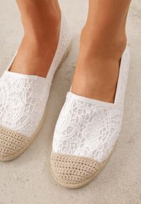 Born2be - Białe Koronkowe Espadryle z Plecionką na Nosku Zynava. Kolor: biały. Materiał: koronka. Sezon: wiosna, lato. Styl: klasyczny #4