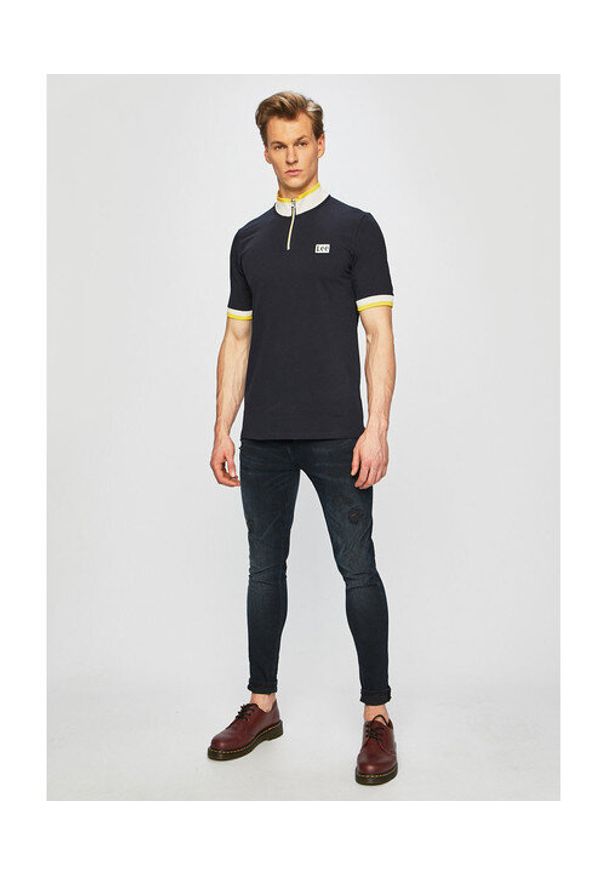 Lee - LEE ZIPPED POLO MĘSKA KOSZULKA POLO SKY CAPTAIN L62VJWHY 112114865. Typ kołnierza: polo