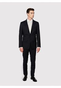 Pako Lorente - PAKO LORENTE – Granatowa wełniana marynarka garniturowa w kratę. Kolor: niebieski. Materiał: wełna. Styl: klasyczny #6