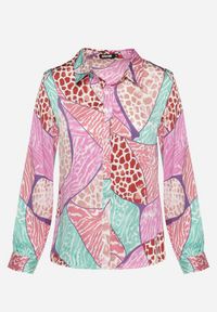 Born2be - Fuksjowa Koszula o Klasycznym Fasonie w Abstrakcyjny Wzór Aperiva. Kolor: różowy. Styl: klasyczny #7