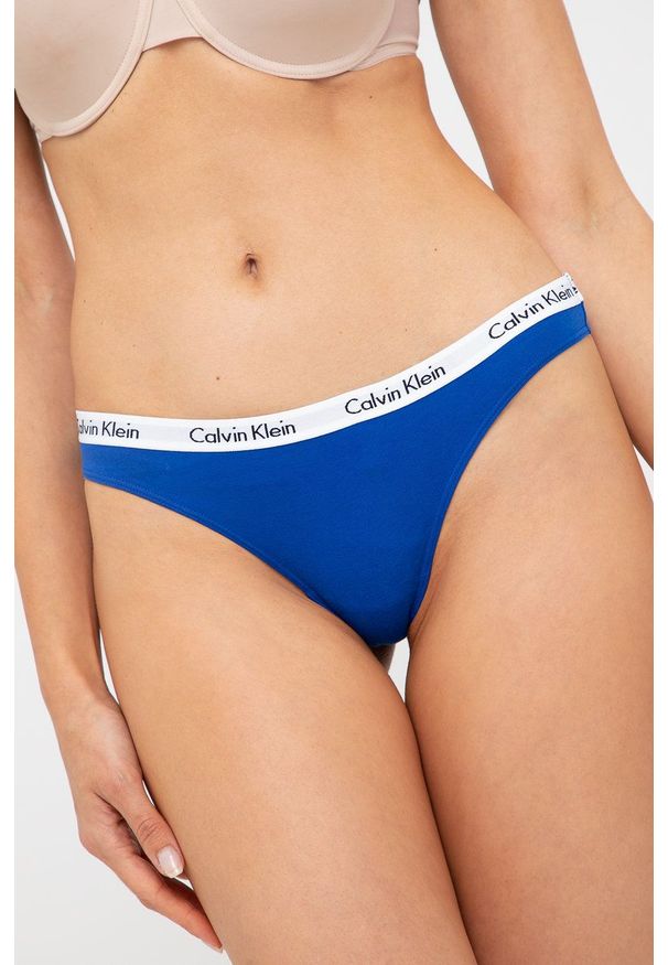 Calvin Klein Underwear - Stringi (3-PACK). Kolor: niebieski
