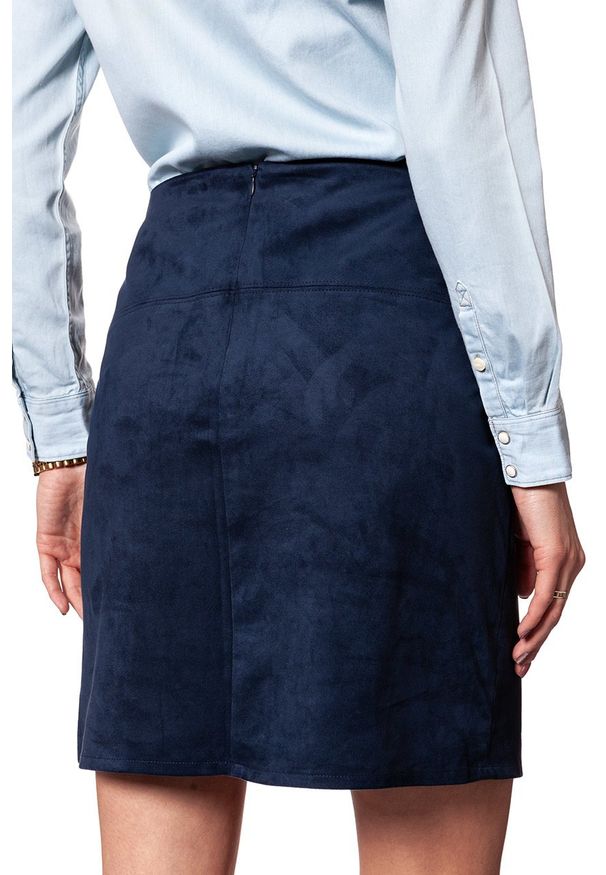 Tom Tailor - SPÓDNICA JEANSOWA TOM TAILOR FAKE VELOUR LEATHER SKIRT DEEP NAVY BLUE. Okazja: na co dzień. Materiał: jeans. Styl: wizytowy, elegancki, casual