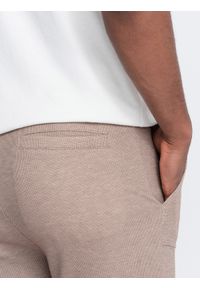 Ombre Clothing - Męskie spodnie dresowe ze strukturalnej dzianiny - kawowe V2 OM-PASK-0211 - XXL. Materiał: dzianina, dresówka. Wzór: aplikacja, melanż, ze splotem. Styl: elegancki #10