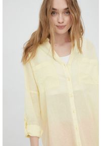 Vero Moda koszula bawełniana damska kolor żółty relaxed. Kolor: żółty. Materiał: bawełna. Długość rękawa: długi rękaw. Długość: długie #4