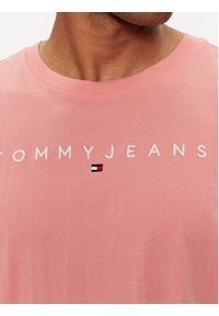 Tommy Jeans T-Shirt Linear Logo DM0DM17993 Różowy Regular Fit. Kolor: różowy. Materiał: bawełna
