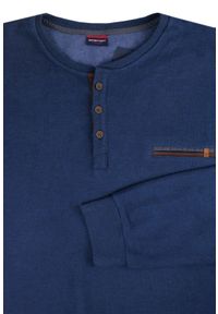 Bastion - Bluza Jeansowa, Niebieska Męska, Bawełniany Sweter ze Stójką i Guzikami -BASTION. Typ kołnierza: kołnierzyk stójkowy. Kolor: niebieski. Materiał: bawełna. Styl: klasyczny #2