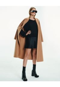 LOVLI SILK - Długi kamelowy płaszcz z wełny #NO.56. Kolor: brązowy. Materiał: wełna. Długość: długie #4