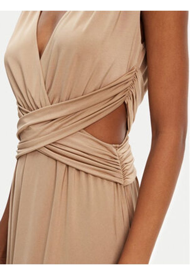 ACCESS FASHION Sukienka wieczorowa 53-3389-391 Beżowy Slim Fit. Kolor: beżowy. Materiał: syntetyk. Styl: wizytowy