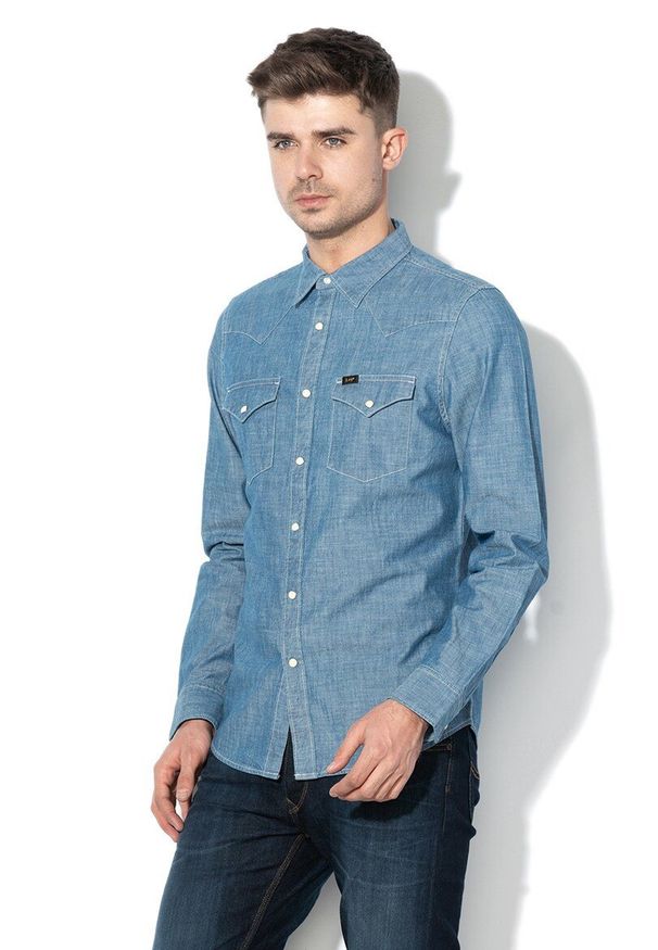 Lee - LEE WESTERN SHIRT MĘSKA KOSZULA JEANSOWA SKY BLUE L643KYEQ. Materiał: jeans