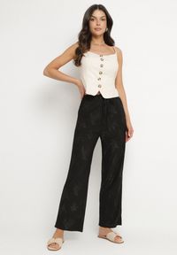 Born2be - Czarne Spodnie o Prostym Kroju z Gumką w Talii Mirea. Okazja: na spotkanie biznesowe, na co dzień. Kolor: czarny. Styl: casual, elegancki, biznesowy