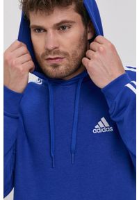 Adidas - adidas Bluza męska z kapturem gładka. Typ kołnierza: kaptur. Kolor: niebieski. Wzór: gładki #3