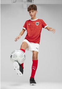 Puma - Młodzieżowa, domowa koszulka reprezentacji Austrii w piłce nożnej 2024 PUMA. Kolor: czerwony. Sport: piłka nożna