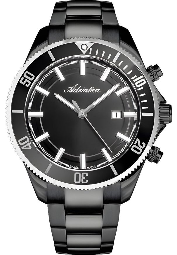 Zegarek Adriatica Zegarek męski Adriatica A1139.S1R6Q czarny. Kolor: czarny