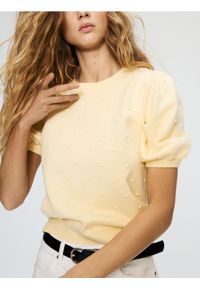 Reserved - Sweter z aplikacjami - jasnożółty. Kolor: żółty. Materiał: dzianina, wiskoza. Wzór: aplikacja #1