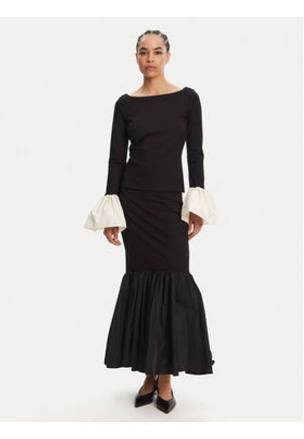 STAUD Spódnica maxi Hawthorne R25R6115PF Czarny Regular Fit. Kolor: czarny. Materiał: wiskoza