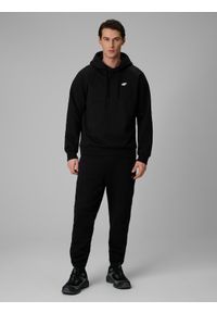 4f - 4F Bluza dresowa regular z kapturem męska - czarna L. Okazja: na co dzień. Typ kołnierza: kaptur. Kolor: czarny. Materiał: dresówka. Długość rękawa: raglanowy rękaw. Styl: casual, sportowy #2